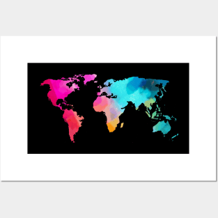 Colorful World Map Posters and Art